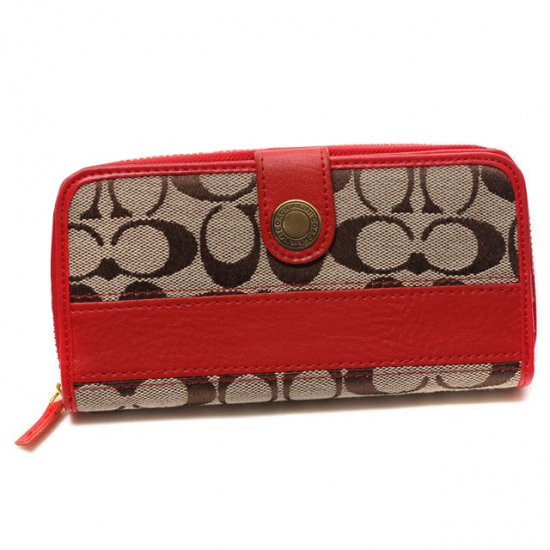 Coach In Signature Large Red Wallets CJO
